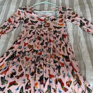 Posh Peanut Pink Butterfly Print Long Sleeve Dress